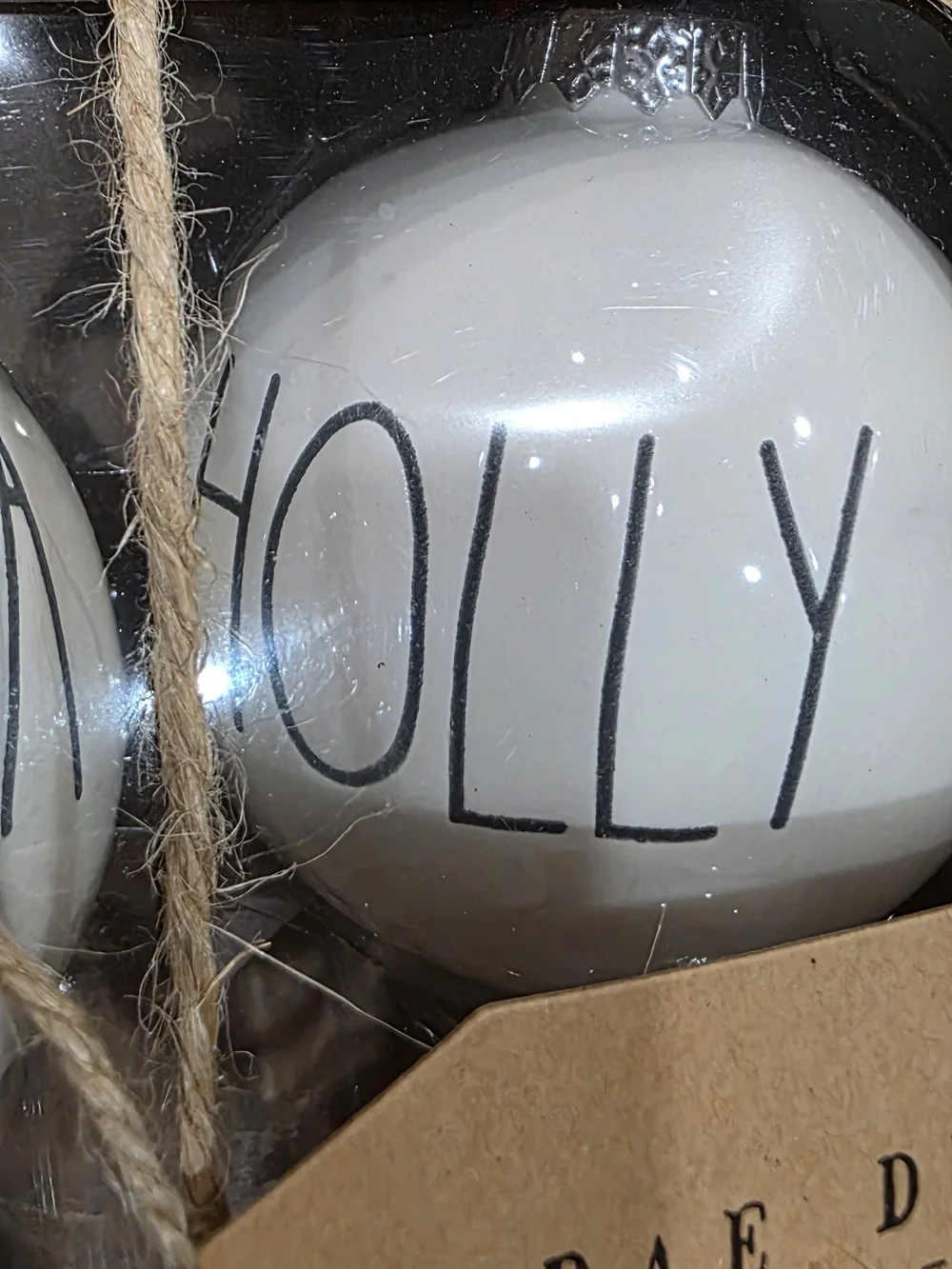 Rae Dunn White 'Santa / Jolly / Holly / Jingle' Ceramic Ornament Set